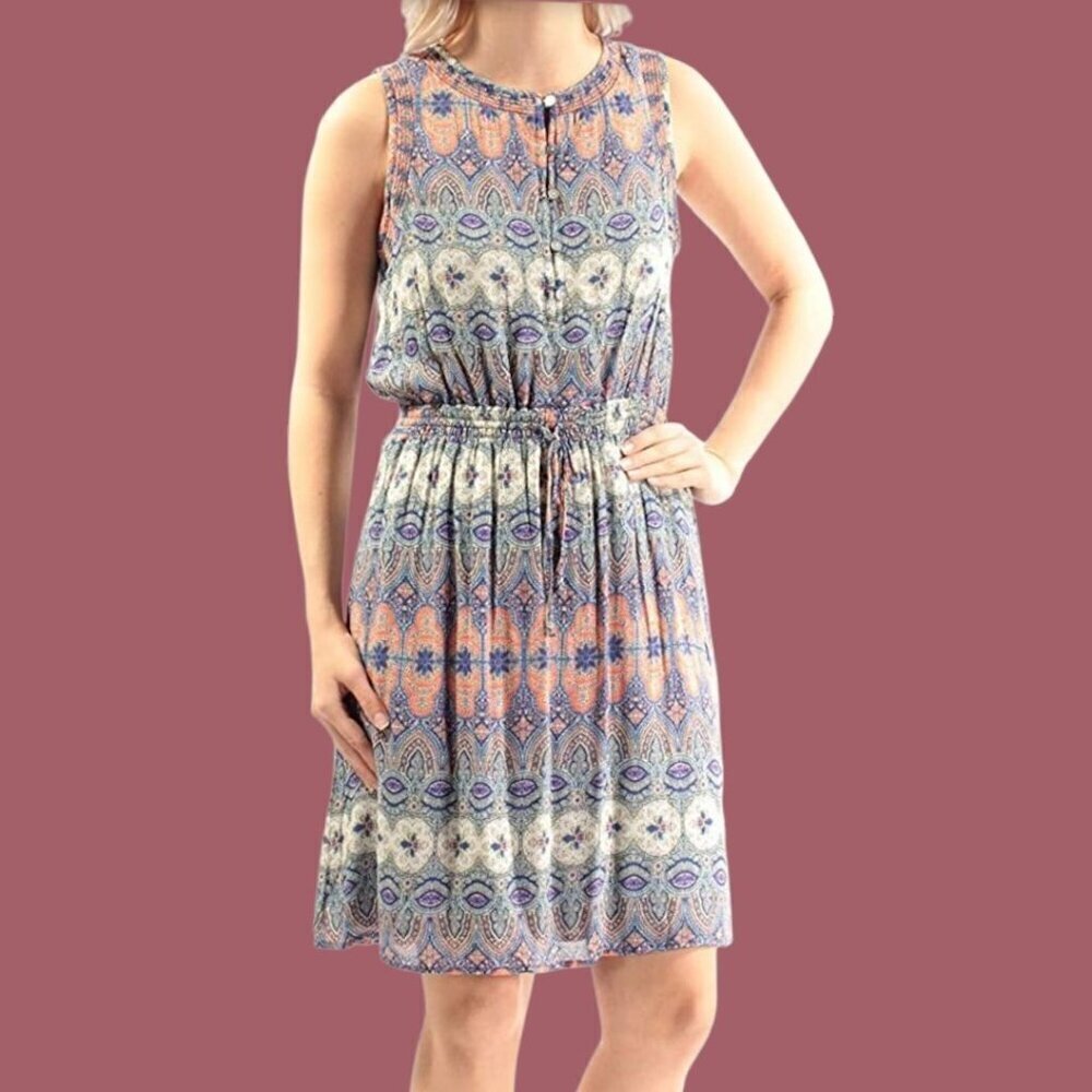 Lucky Brand Stained Glass Dress Sleeveless Multicolor Size 2X